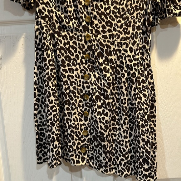 Something Navy Button Front Leopard Dress M - Picture 6 of 8